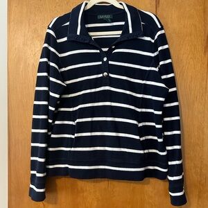 Lauren Ralph Lauren Navy and White Knit Top